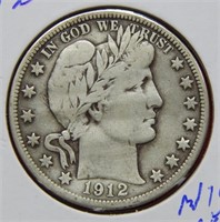 1912 D Barber Silver Half Dollar