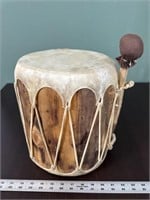 Rawhide wooden native drum