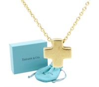 18K Gold Tiffany Roman Cross Necklace