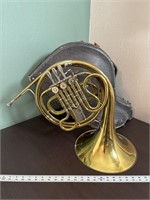 Vintage double French horn with original case