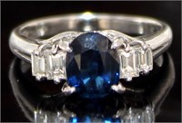 Platinum 2.57 ct Natural Sapphire & Diamond Ring