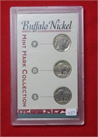 3PC Buffalo Nickel Mint Mark Collection