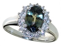 GIA Platinum 2.17 ct Sapphire & VVS Diamond Ring