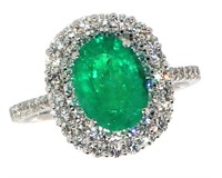 14k Gold 2.46 ct Oval Emerald & Diamond Ring