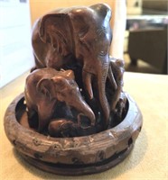 Elephant Family Herd Figurine With Base