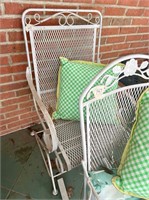 vintage wrought iron spring chair and metal rocker