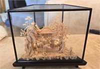 Mid Century Encased Chinese Cork Diorama