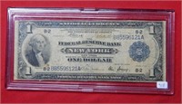 1914 $1 National Currency - NY, NY  Large Size