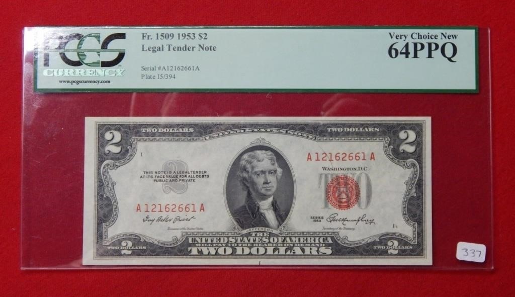 1953 $2 US Note PCGS 64 PPQ