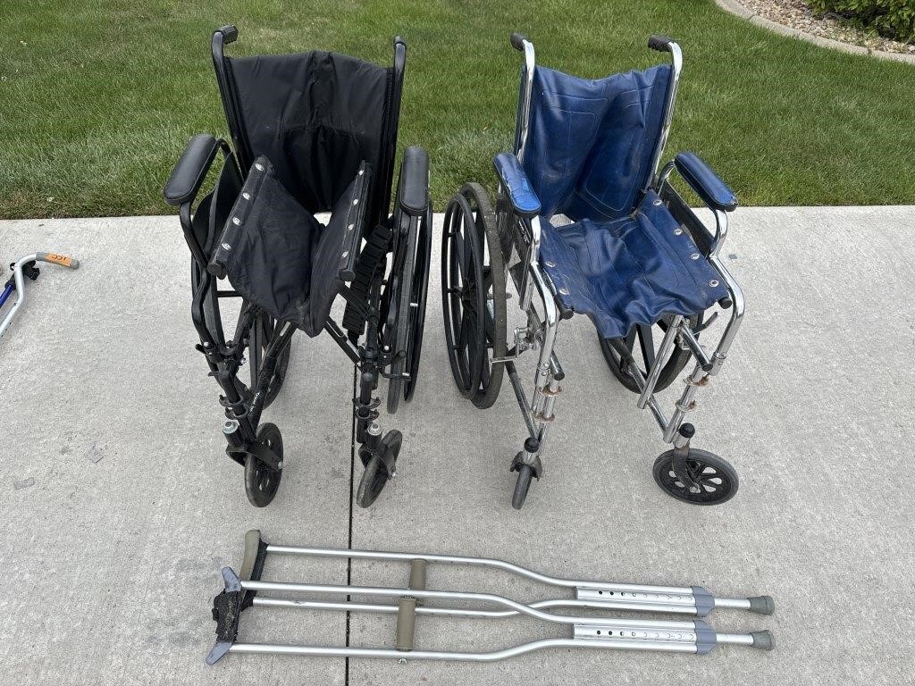 (2) wheelchairs and crutches