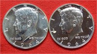 (2) 1964 Kennedy Silver Half Dollars Proof