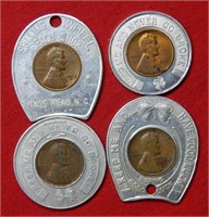 (4) Lincoln Cents in Lucky Penny Holders