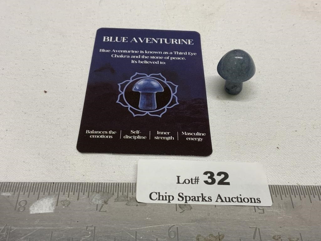 Blue Aventurine Healing Gemstone Mushrooms w/ Card