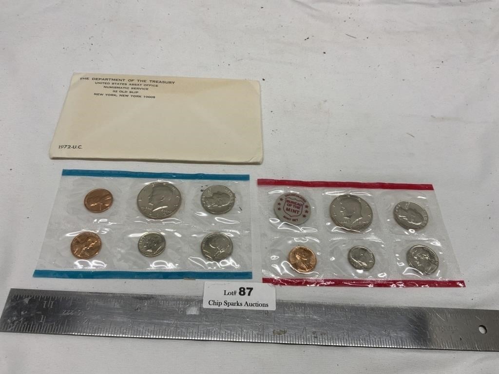 Dept of the Treasury 1972 UNC Mint Set, 11 Coins