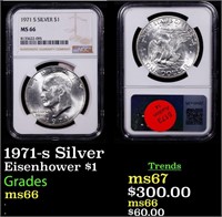 NGC 1971-s Silver Eisenhower Dollar 1 Graded ms66