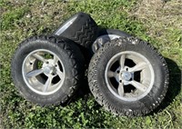 Four Golf Cart Wheels and Tires