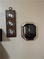 Vintage Wall Barometer & Wall Clock