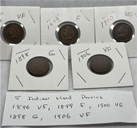 Of) 1896, 1899 1900 1898 1906 Indian head pennies