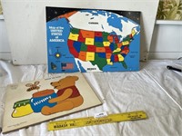 Vintage Sears Winnie The Pooh & US Map Puzzles