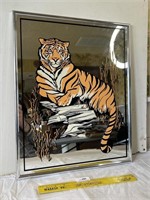Vintage Hamilton Glass Tiger Print Wall Mirror