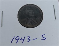 F1) 1943 Steel Wheat Penny Coin