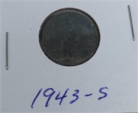 F1)1943 Steel Wheat Penny Coin