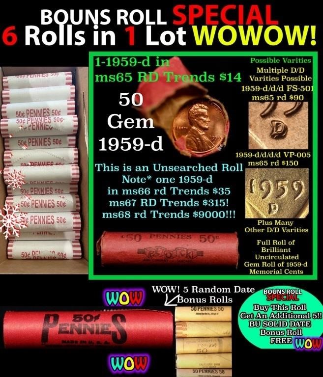 THIS AUCTION ONLY! BU Shotgun Lincoln 1c roll, 195