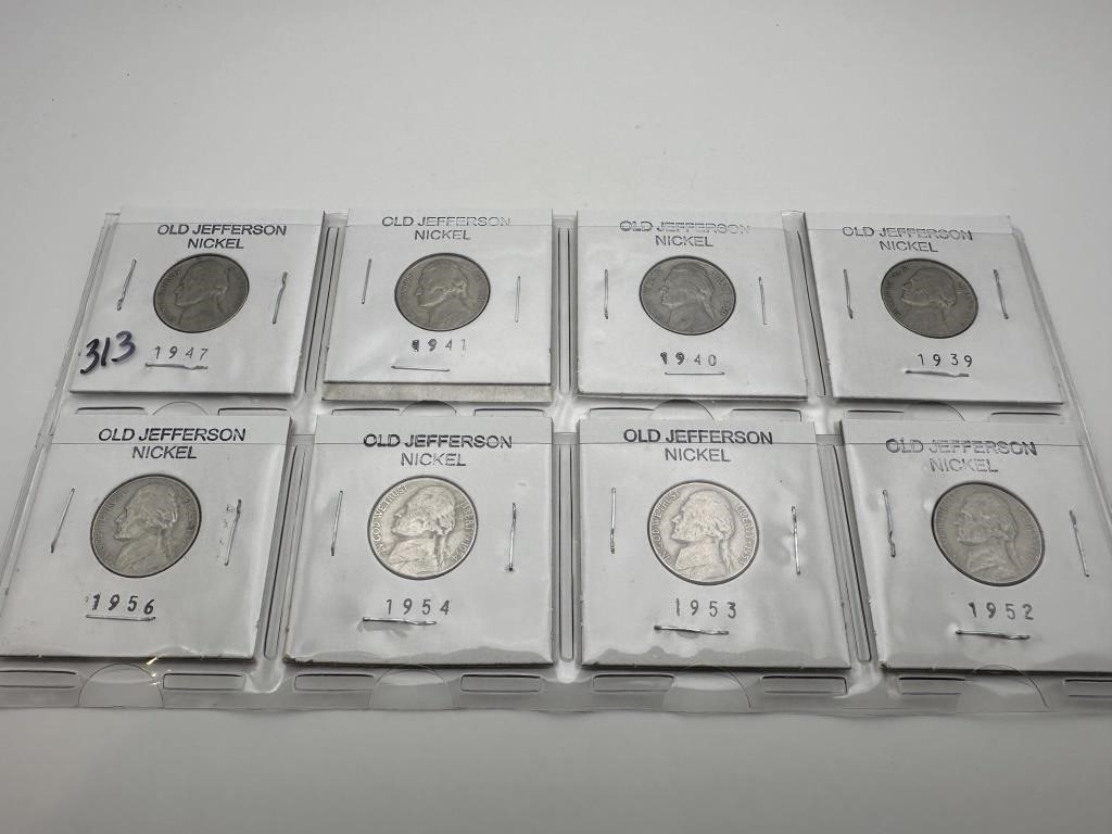 8 Old Jefferson Nickels