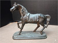 Bronzed Cast metal Arabian horse statue.