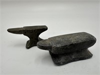 Two Lead Miniature Anvils one Purdue
