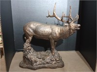 Large, heavy vintage cast metal elk statue