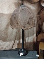 2 lamps - wicker shaded and wall mount no shade