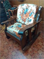 Retro chunky wooden rocking chair. Cushions need