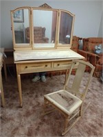 French provincial make up table with mirror and