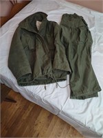 Cold weather field jacket size small, pants