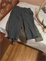 3 pair of WWII wool military trousers. All are