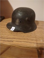 WWI German helmet. Likely reissued for service in