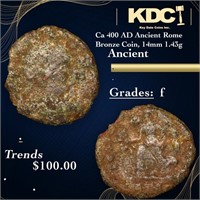 Ca 400 AD Ancient Rome Bronze Coin, 14mm 1.43g Anc