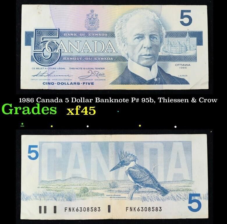 1986 Canada 5 Dollar Banknote P# 95b, Thiessen & C