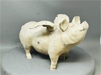 heavy cast iron flying pig coin bank