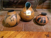 Painted Gourd Art Pieces - Signed