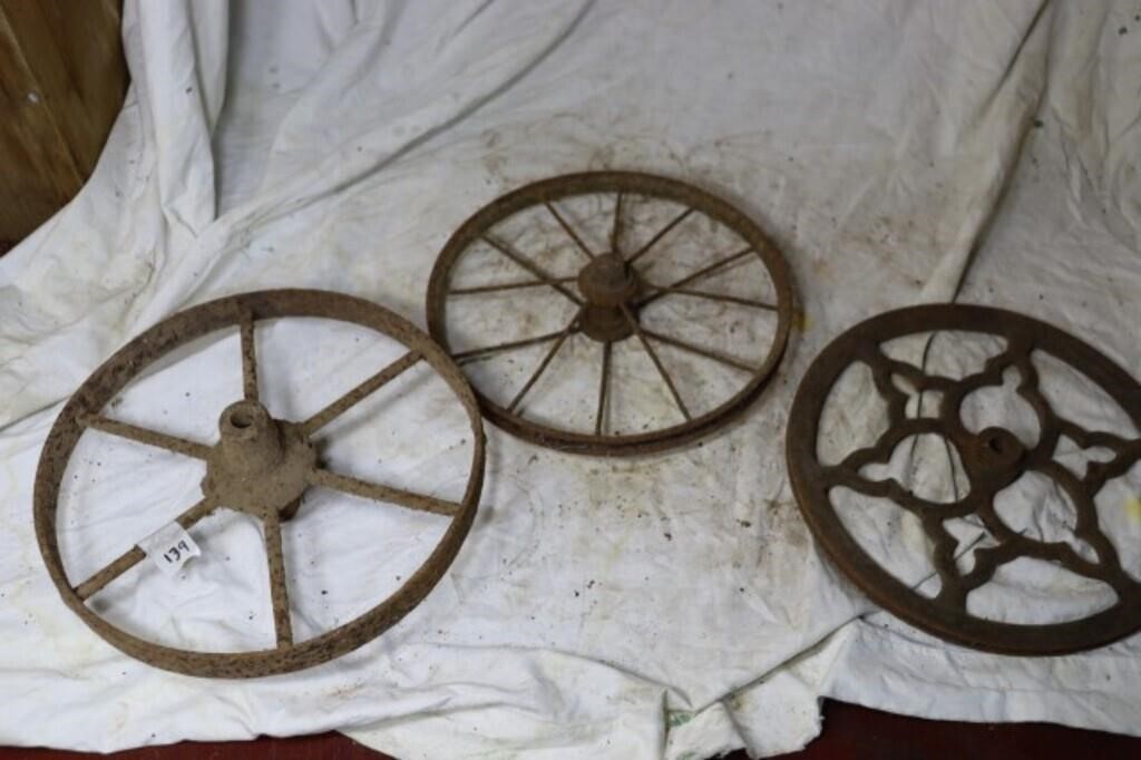 3 Old Metal Wheels