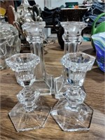 2 sets of crystal candle holders