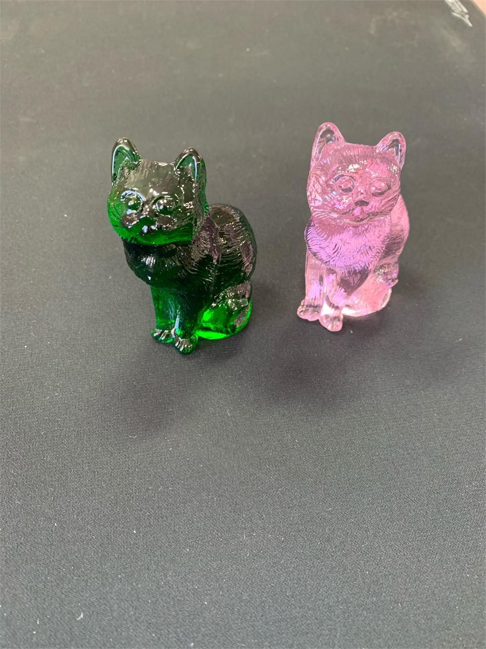 Lot Of 2 Cat Decorative Glass Sitting Cat