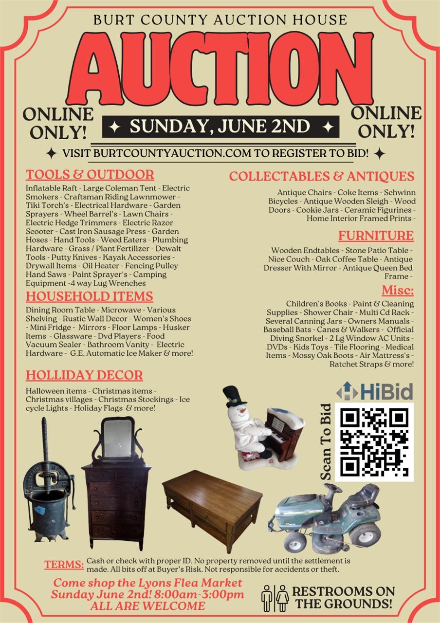 June 2nd Large Consignment Auction | Lyons, Nebraska