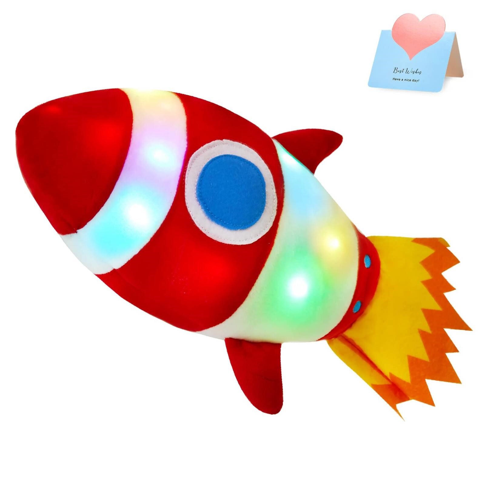 BSTAOFY Light up Red Rocket Plush Toys Stuffed LED