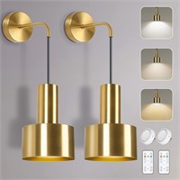 Gold Battery Operated Wall Sconce, Wireless Wall L