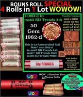 THIS AUCTION ONLY! BU Shotgun Lincoln 1c roll, 198