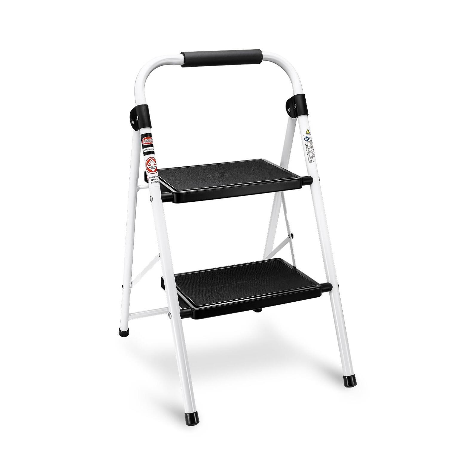 Delxo 2 Step Ladder, Folding Step Stool for Adults