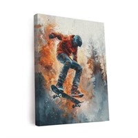 CanvasArtMagic Skateboarding In Watercolor Design